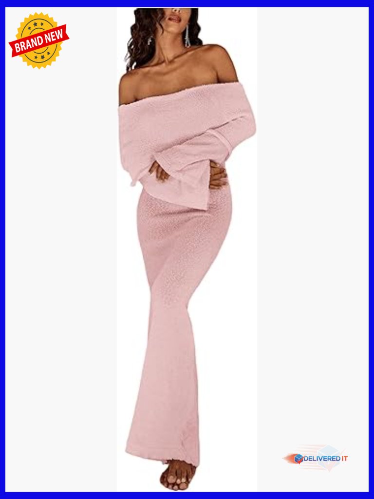 Long Sleeve Off Shoulder Maxi Dress Bodycon Formal Party Wear
